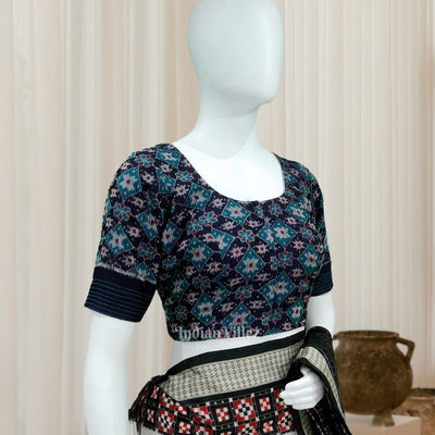Blue with MultiColor Odisha Ikat Sambalpuri Cotton Blouse