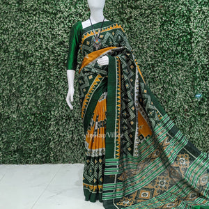 Golden Bottle Green Body Pasapali Tarabali Contemporary Silk Saree
