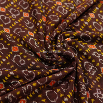 Deep Maroon Odia Barnamala Sambalpuri Cotton Fabric