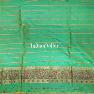 Parrot Green Designer Banarasi Katan Silk Saree