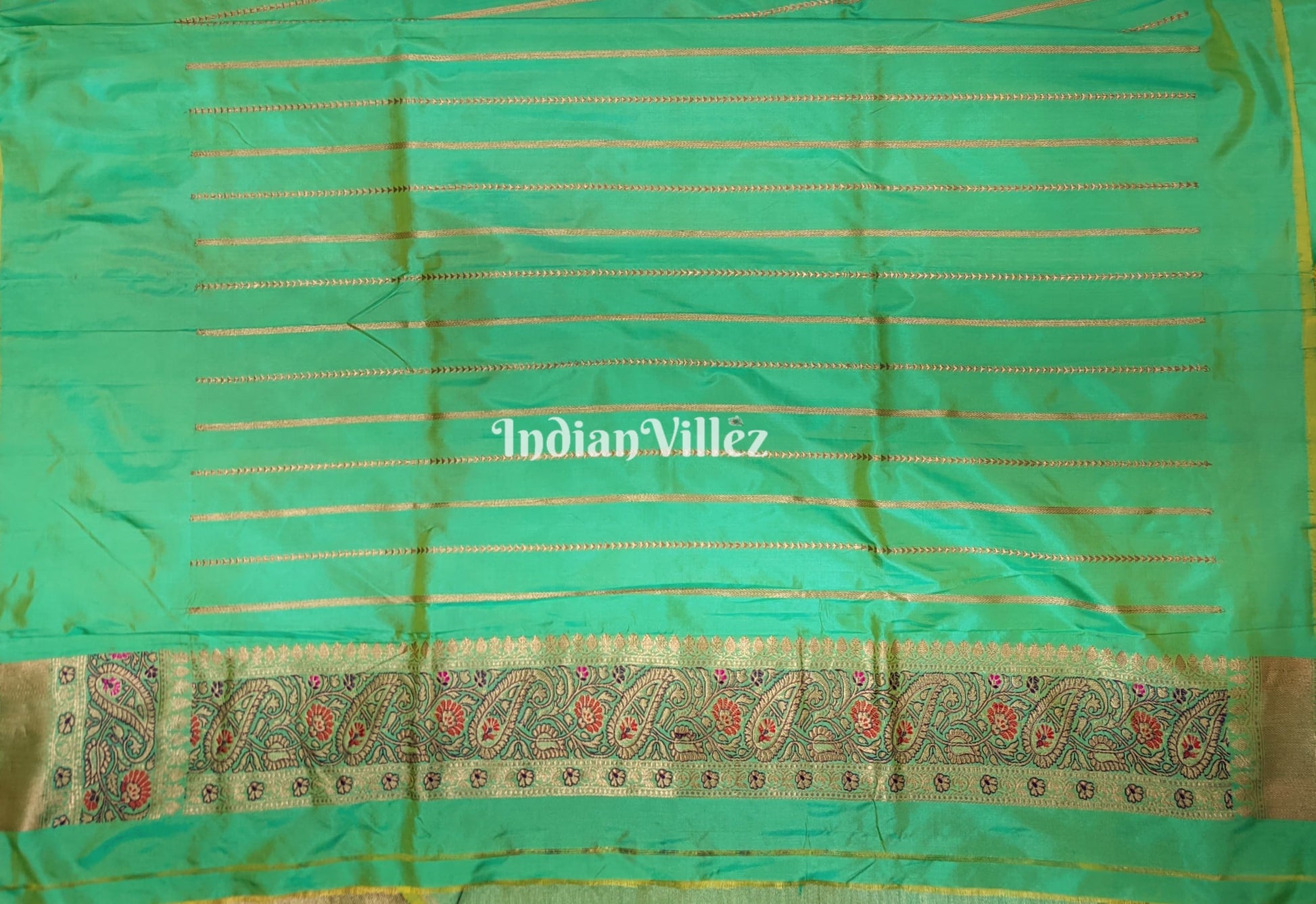 Parrot Green Designer Banarasi Katan Silk Saree