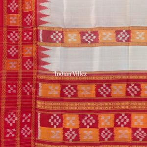 Off White Pasapali Khandua Silk Saree