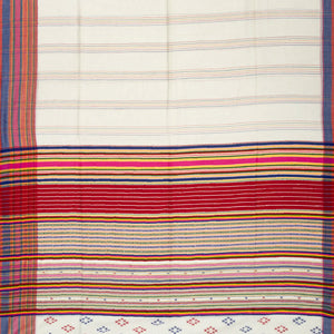 Off White Handloom Bengal Cotton Saree With Stripes