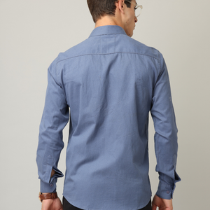 Frankshirt Blue Solid Tailored Fit Cotton Casual Shirt for Man
