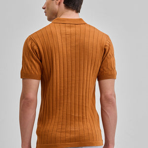 Mustard Knitted Polo T-Shirt