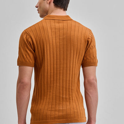 Mustard Knitted Polo T-Shirt