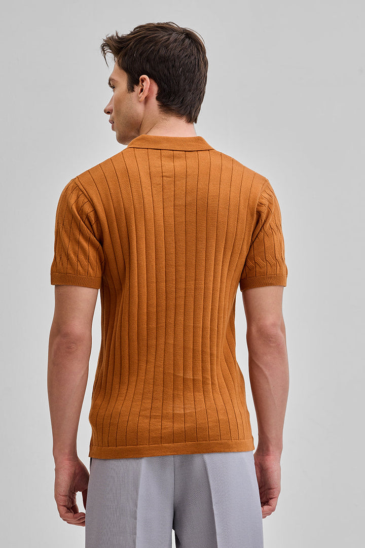 Mustard Knitted Polo T-Shirt