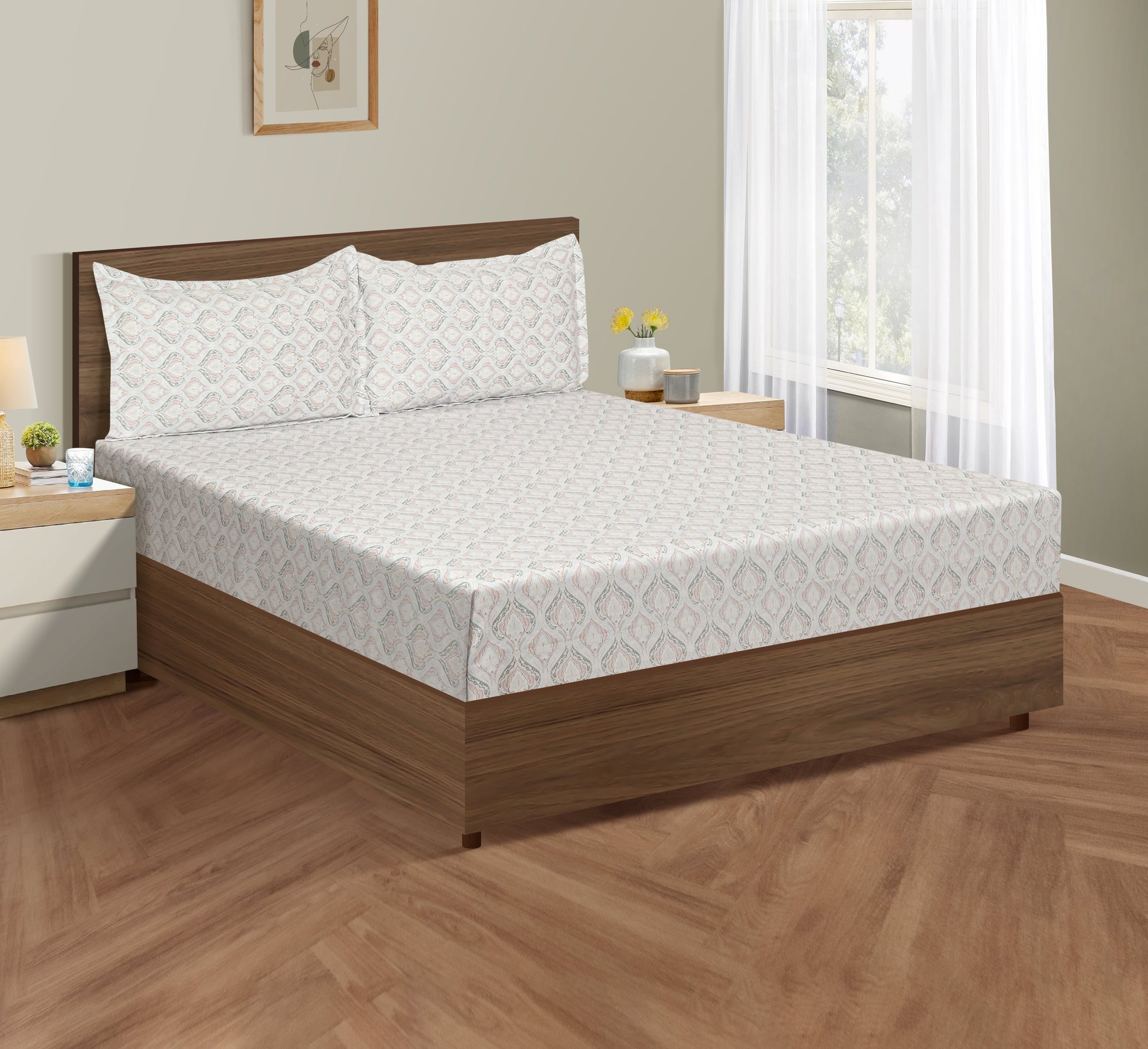 SWAYAM ZINNIA BED SHEET-25061