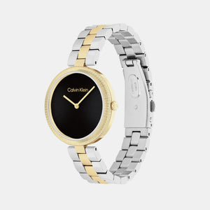 Gleam Women Quartz Black Dial Analog Stainless Steel Watch 25100012