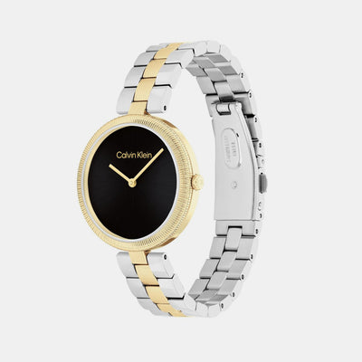 Gleam Women Quartz Black Dial Analog Stainless Steel Watch 25100012