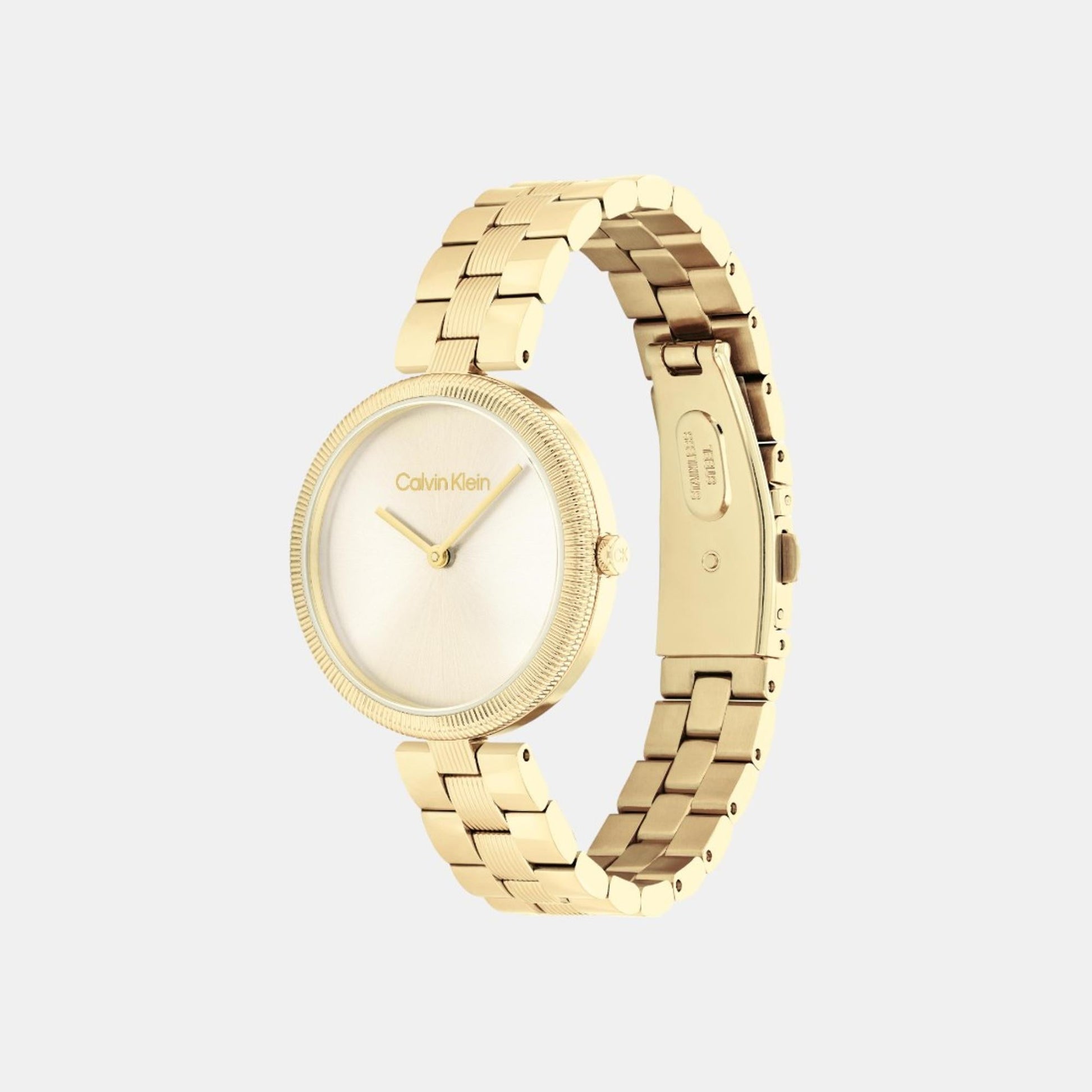 Gleam Women Quartz Light Champagne Dial Analog Stainless Steel Watch 25100014