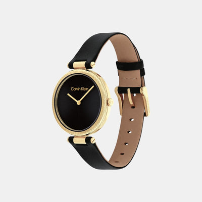 Gleam Women Quartz Black Dial Analog Leather Watch 25100017