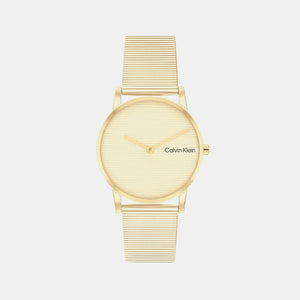 Ck Feel Women Quartz Light Gold Dial Analog Stainless Steel Watch 25100035
