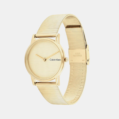 Ck Feel Women Quartz Light Gold Dial Analog Stainless Steel Watch 25100035