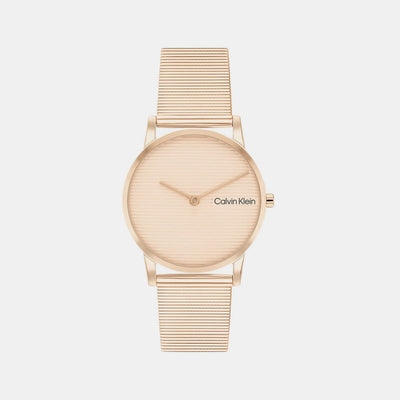 Ck Feel Women Quartz Carnation Gold Dial Analog Mesh Watch 25100036