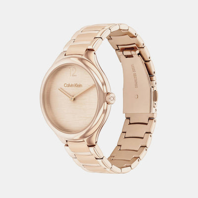 Delight Women Quartz Carnation Gold Dial Analog Stainless Steel Watch 25100050