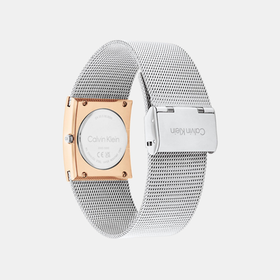 Ck Pulse Women Quartz Silver & White Dial Analog Mesh Watch 25100063
