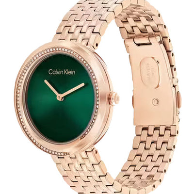 Calvin Klein Twisted Bezel  Green Dial  Women 34mm 25100068