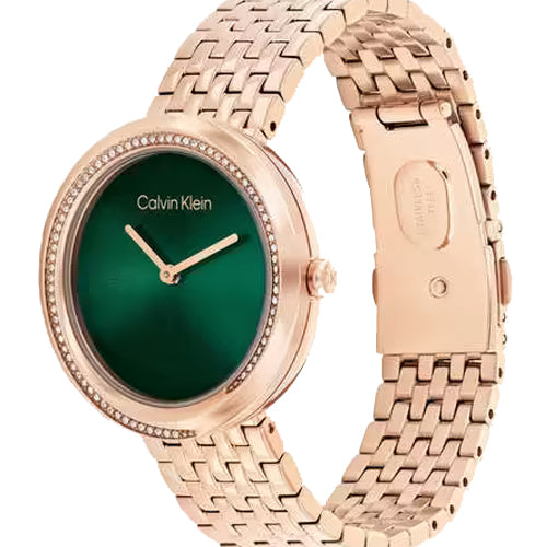 Calvin Klein Twisted Bezel  Green Dial  Women 34mm 25100068