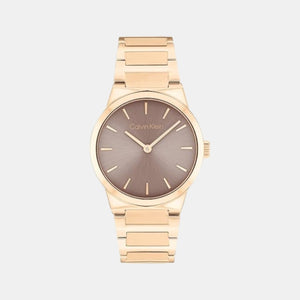 Ck Linear Elegance Women Quartz Brown Dial Analog Stainless Steel Watch 25100078