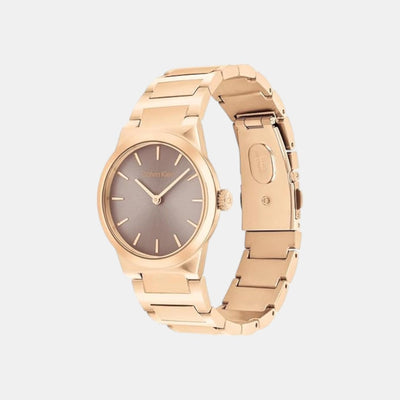 Ck Linear Elegance Women Quartz Brown Dial Analog Stainless Steel Watch 25100078