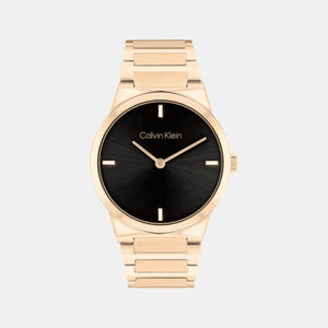 Ck Linear Elegance Women Quartz Black Dial Analog Stainless Steel Watch 25100086