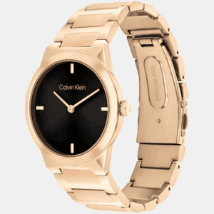 Ck Linear Elegance Women Quartz Black Dial Analog Stainless Steel Watch 25100086