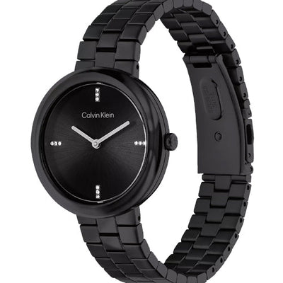 Calvin Klein Twisted Bezel Black Dial  Women 34mm 25100096