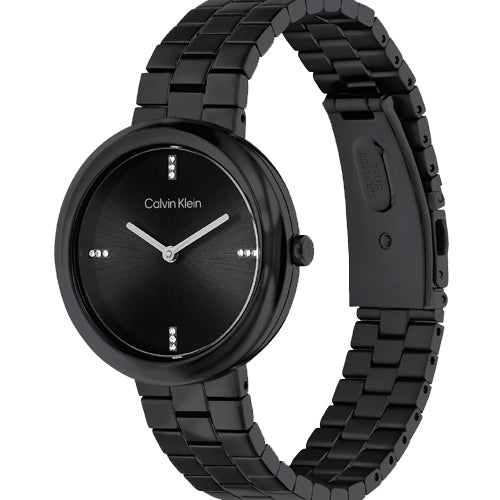 Calvin Klein Twisted Bezel Black Dial  Women 34mm 25100096