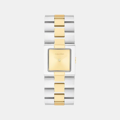 Ck Meridian Women Quartz Thin Gold Dial Analog Stainless Steel Watch 25100115