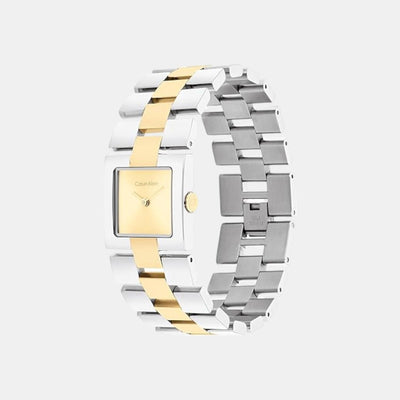 Ck Meridian Women Quartz Thin Gold Dial Analog Stainless Steel Watch 25100115