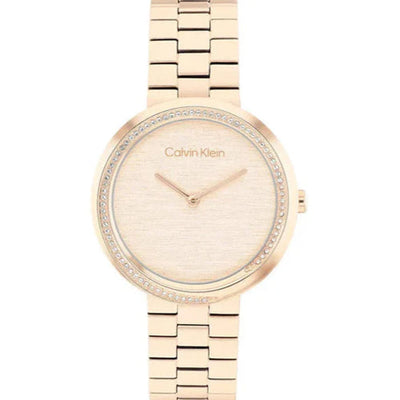 Calvin Klein Twisted Bezel Rose Gold Dial  Women 34mm 25100167