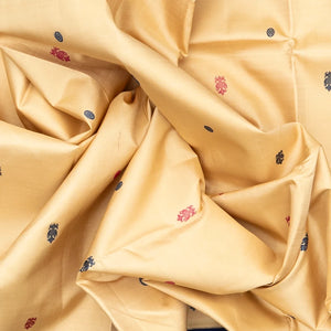 Cream Handloom Kanchipuram Korvai Silk Saree With Silk Buttas