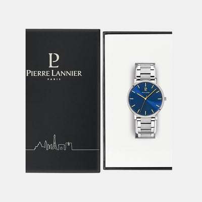 Essential Men Quartz Blue Dial Analog Stainless Steel Watch 251G161