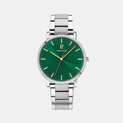 Essential Men Quartz Green Dial Analog Stainless Steel Watch 251G171