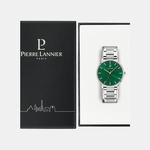 Essential Men Quartz Green Dial Analog Stainless Steel Watch 251G171