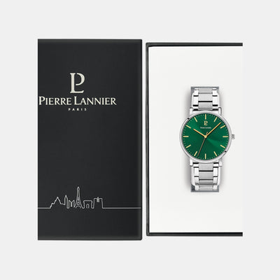 Essential Men Quartz Green Dial Analog Stainless Steel Watch 251G171