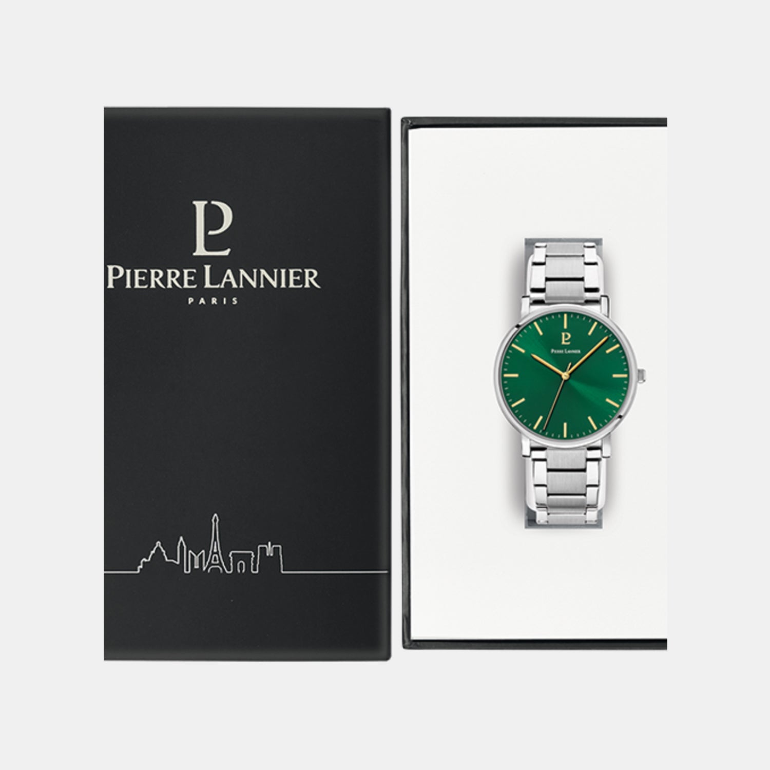 Essential Men Quartz Green Dial Analog Stainless Steel Watch 251G171