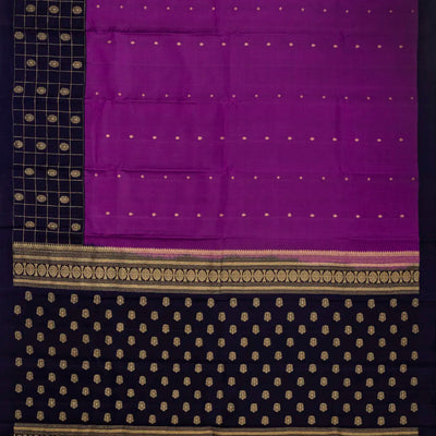 Purple Handloom Soft Silk Saree With Kamalam Buttas