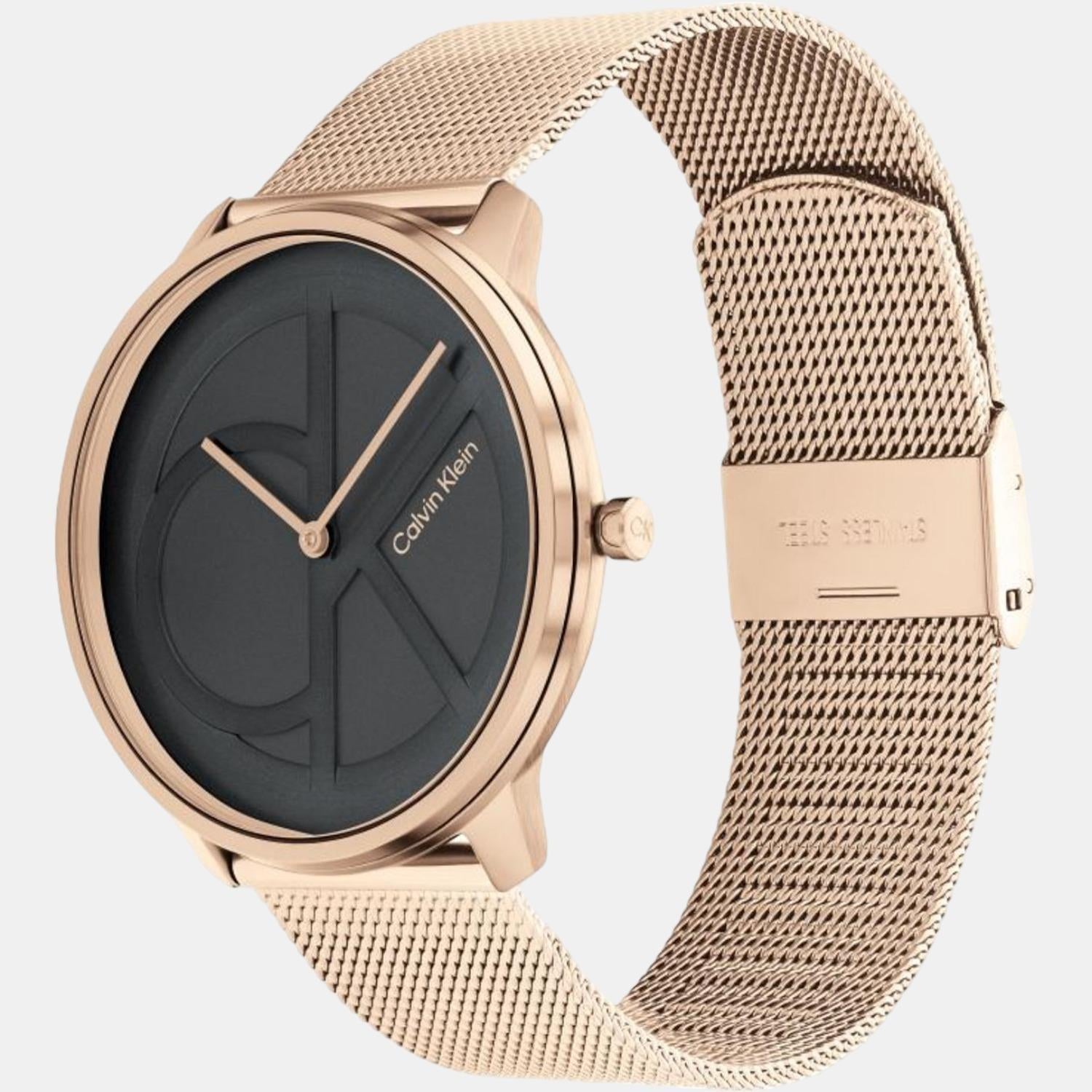 Ck Iconic Unisex Quartz Black Dial Analog Stainless Steel Watch 25200029