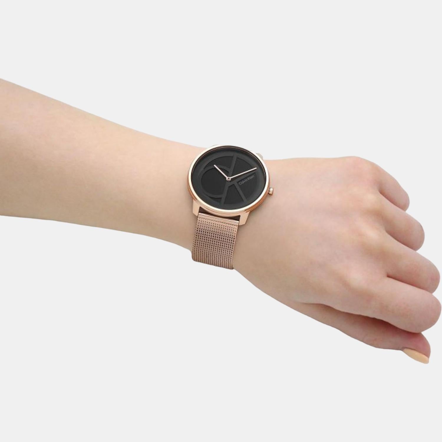 Ck Iconic Unisex Quartz Black Dial Analog Stainless Steel Watch 25200029