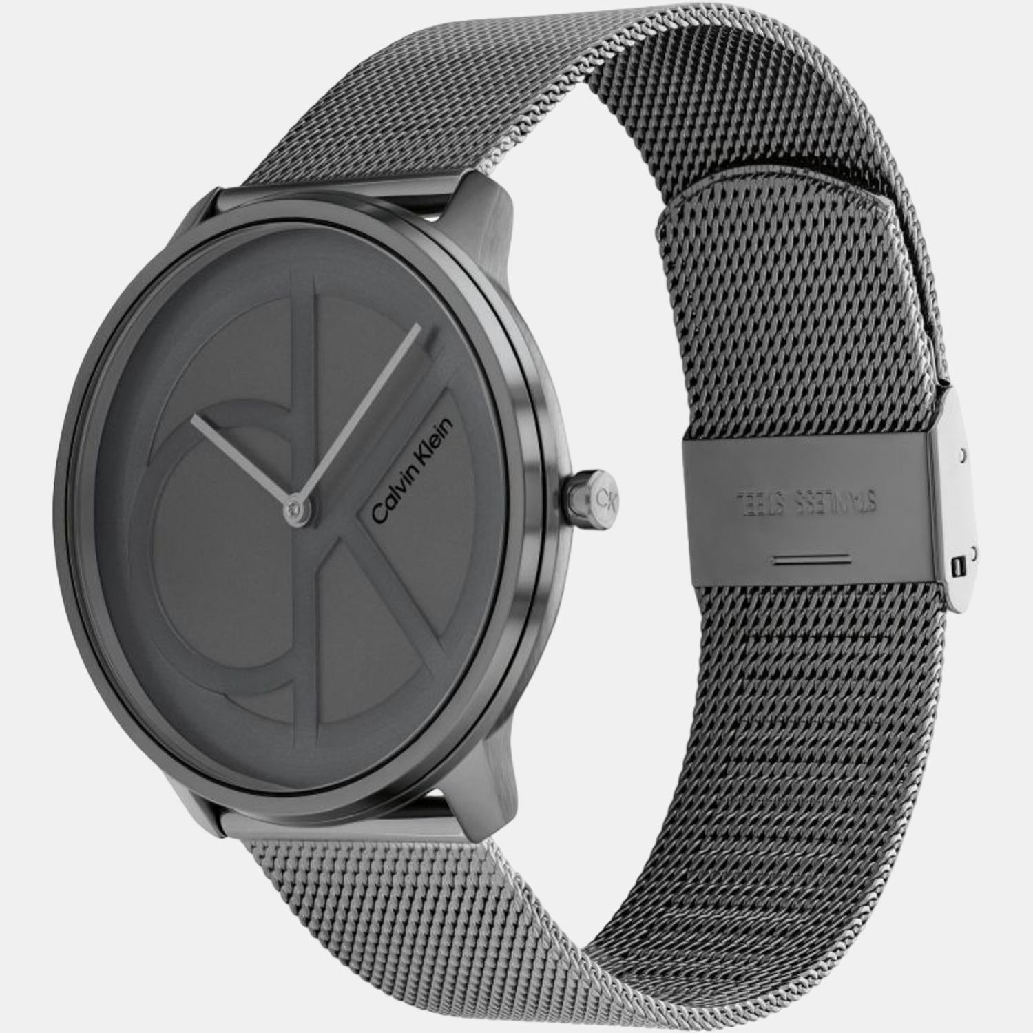 Ck Iconic Unisex Quartz Grey Dial Analog Stainless Steel Watch 25200030
