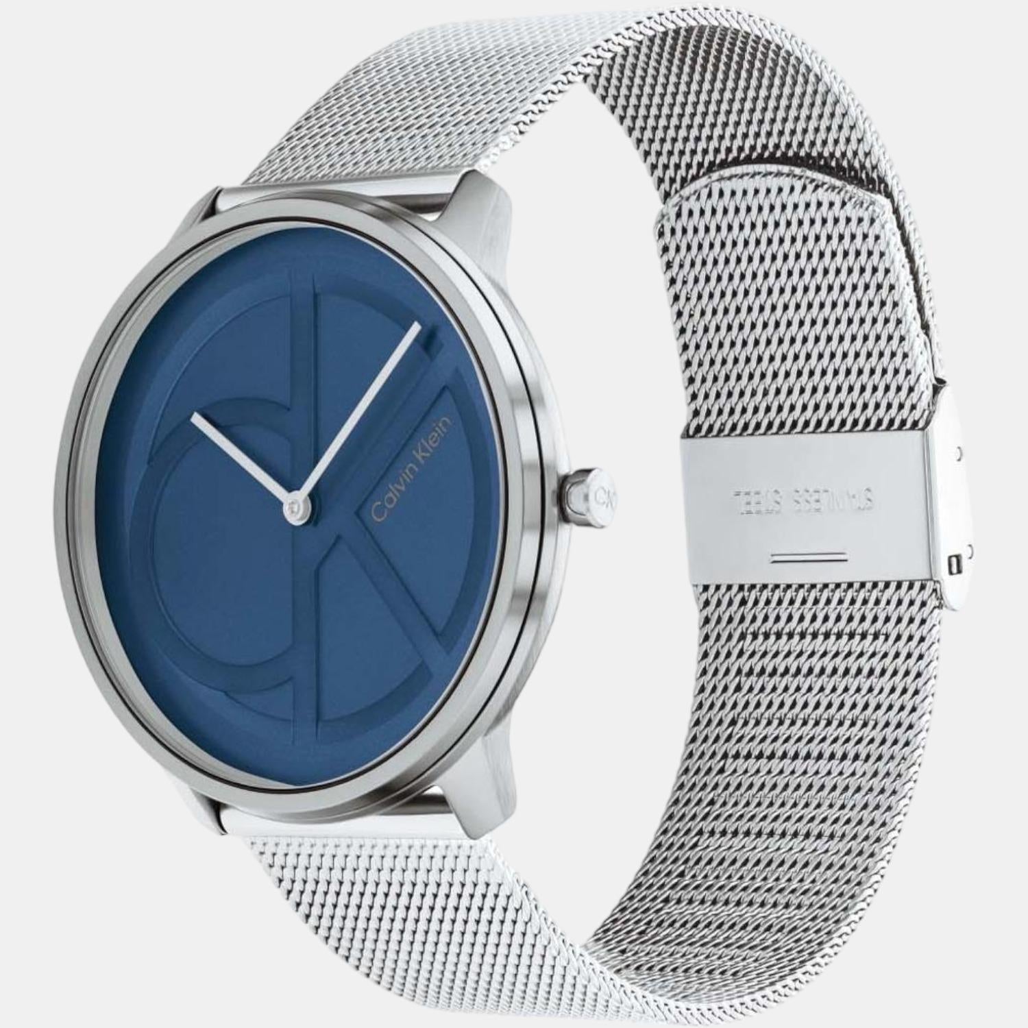 Ck Iconic Unisex Quartz Blue Dial Analog Stainless Steel Watch 25200031
