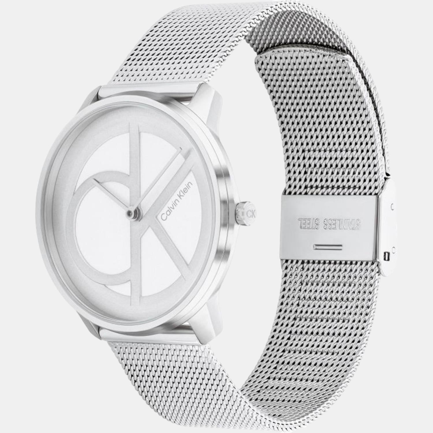 Ck Iconic Unisex Quartz Silver Dial Analog Stainless Steel Watch 25200032