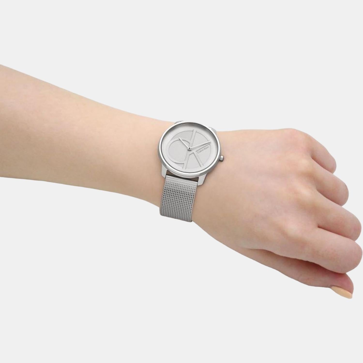 Ck Iconic Unisex Quartz Silver Dial Analog Stainless Steel Watch 25200032