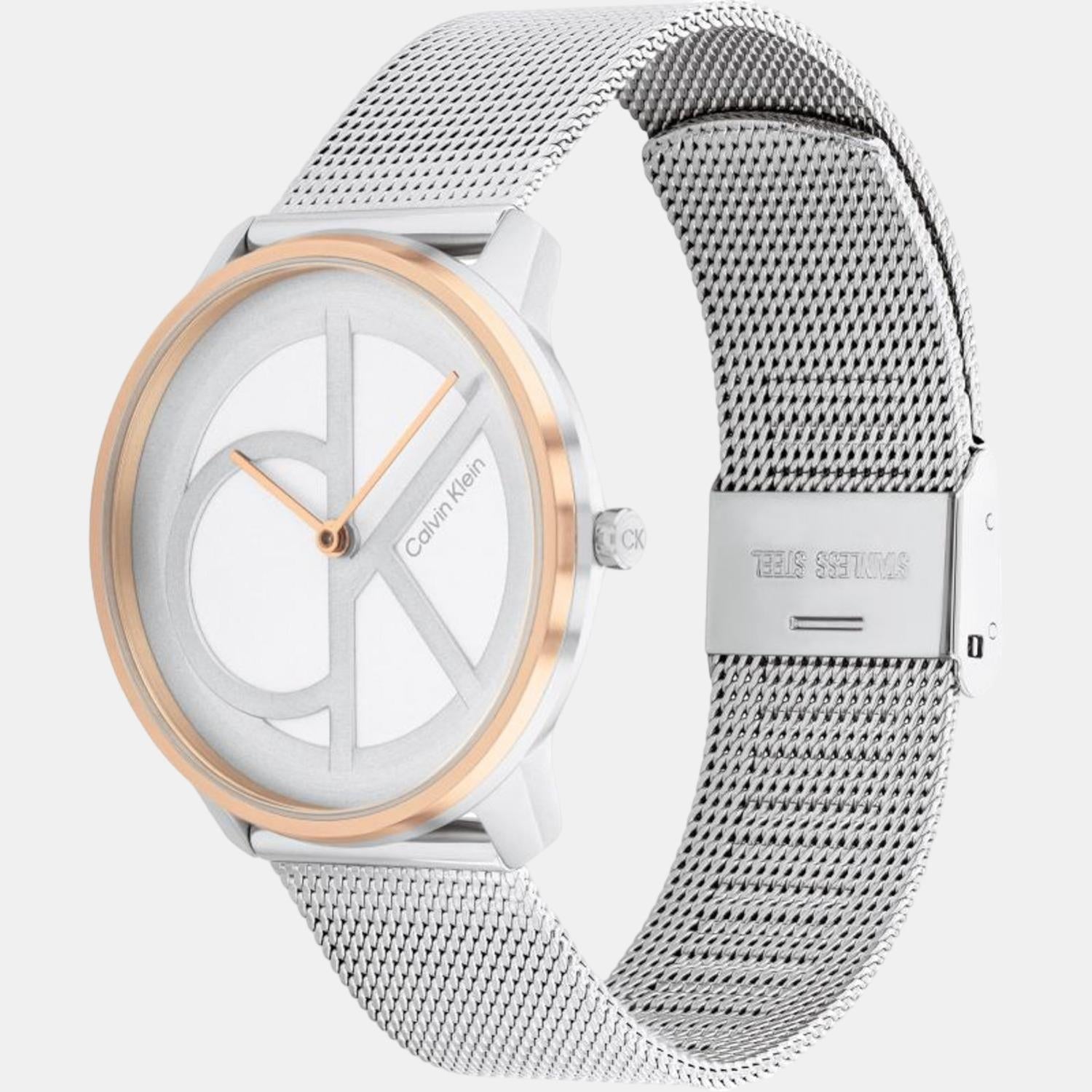 Ck Iconic Unisex Quartz Silver Dial Analog Stainless Steel Watch 25200033