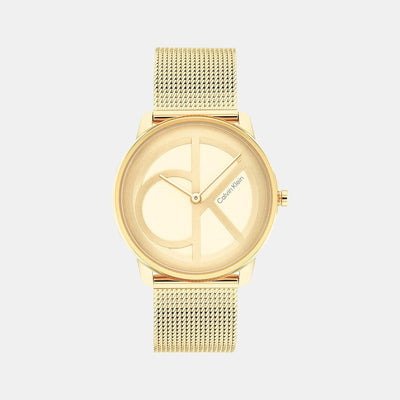 Ck Iconic Unisex Quartz Yellow Dial Analog Stainless Steel Watch 25200034