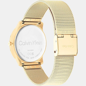 Ck Iconic Unisex Quartz Yellow Dial Analog Stainless Steel Watch 25200034