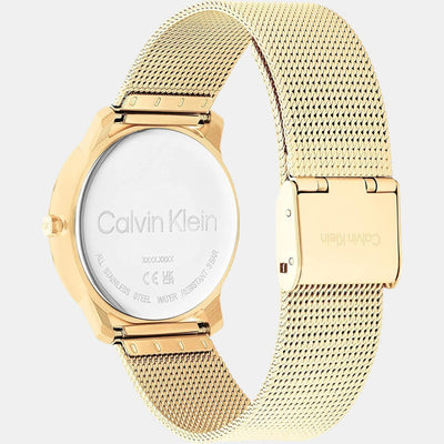 Ck Iconic Unisex Quartz Yellow Dial Analog Stainless Steel Watch 25200034