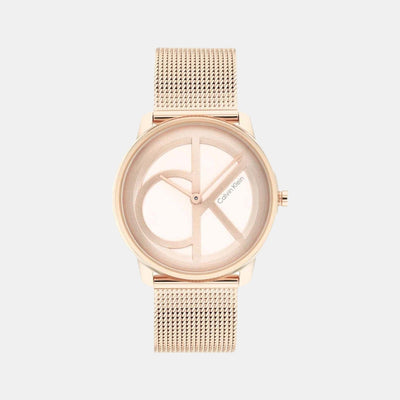 Ck Iconic Unisex Quartz Gold Dial Analog Stainless Steel Watch 25200035